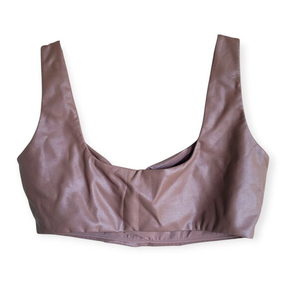 SKIMS Rich Chocolate Brown Faux Leather Bralette 2X NWOT - Picture 3 of 13